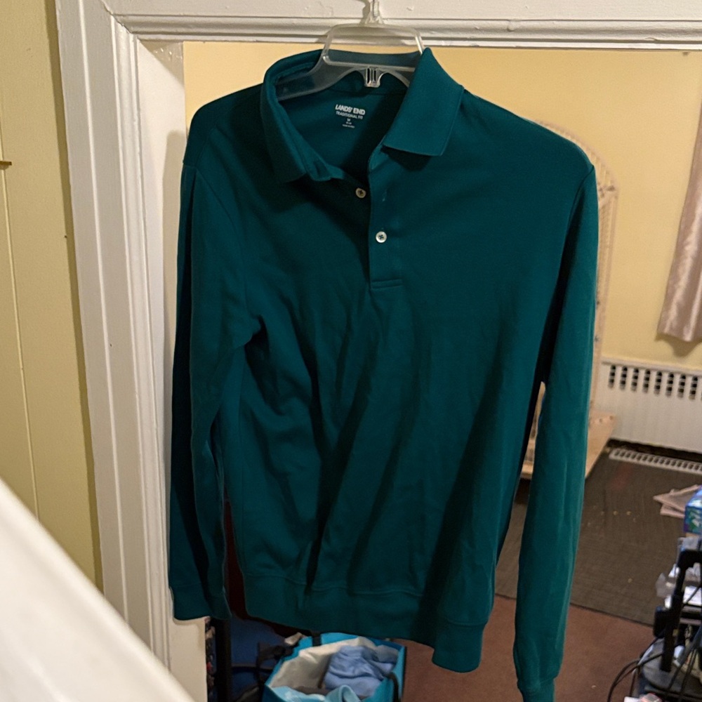 Lands' End Men's Teal Polo Shirt